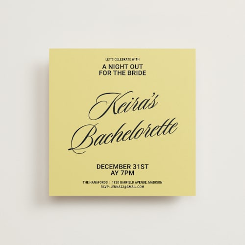 This is a butter bachelorette party invitations with standard by Inkblot Design called cocktails and convos printing on signature in standard