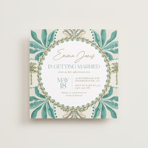 This is a natural bridal shower invitations with standard by Christina Cesario called boho botanical  printing on signature in standard