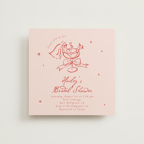 This is a scarlet bridal shower invitations with standard by Cass Loh called cheers to love printing on signature in standard
