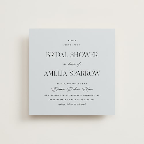 This is a delphinium bridal shower invitations with standard by Pixel and Hank called palmer printing on signature in standard