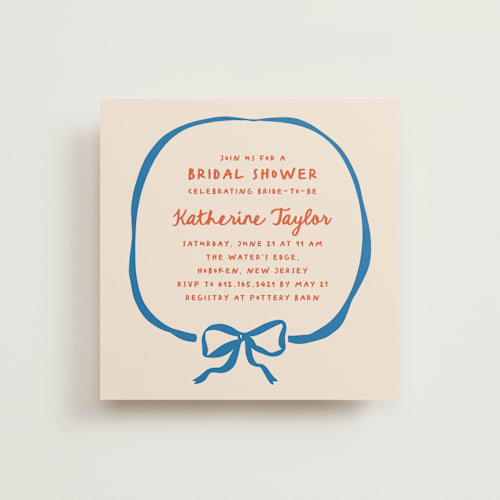 This is a wave bridal shower invitations with standard by Creo Study called minimal bow printing on signature in standard
