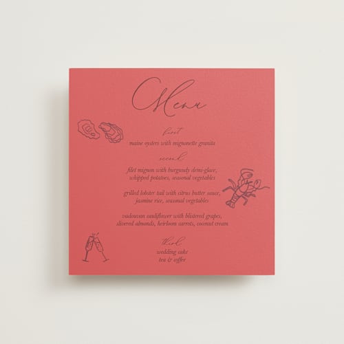 This is a lobster shell menu cards with standard by Cotton and Bow called i found my pearl printing on signature in standard