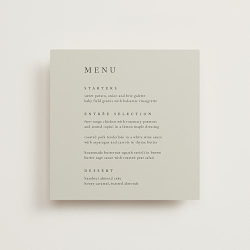 This is a spring menu cards with standard by Kelly Schmidt called astoria printing on signature in 5x5