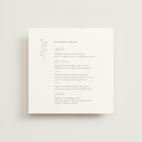 This is a chiffon menu cards with standard by chocomocacino called kouignette printing on signature in 5x5