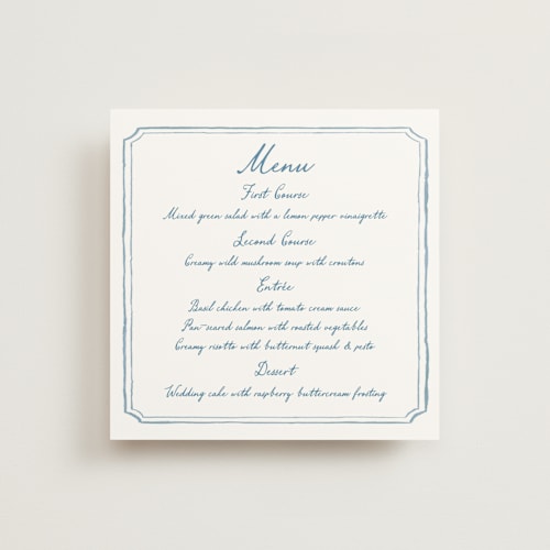 This is a neptune menu cards with standard by Cass Loh called handwritten printing on signature in 5x5