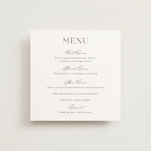 This is a cotton menu cards with standard by Stacey Meacham called modern air printing on signature in 5x5
