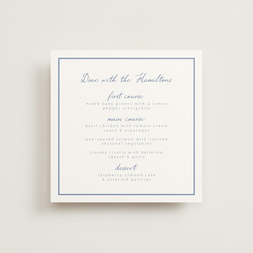 This is a sky menu cards with standard by Nicole Walsh called personal note printing on signature in standard
