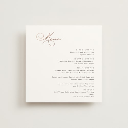 This is a snow menu cards with foil pressed by Kaydi Bishop called eternal printing on signature in 5x5