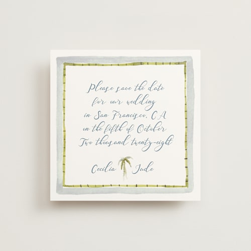 This is a cloud save the date with standard by Pati Cascino called alento printing on signature in standard