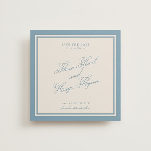 This is a provincial save the date with standard by Kelly Watkins called emerson printing on signature in standard