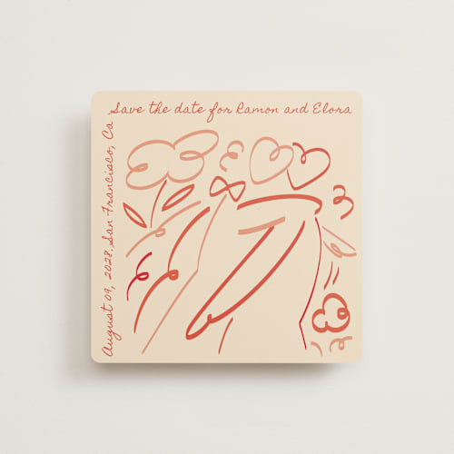 This is a love save the date with standard by Zove Ahhh called vibrant togetherness printing on signature in square