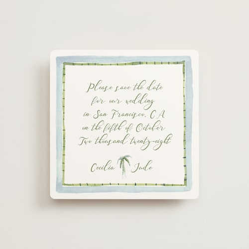 This is a celeste save the date with standard by Pati Cascino called alento printing on signature in standard