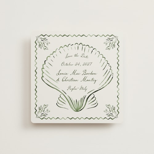 This is a algae save the date with standard by Pati Cascino called puglia printing on signature in standard