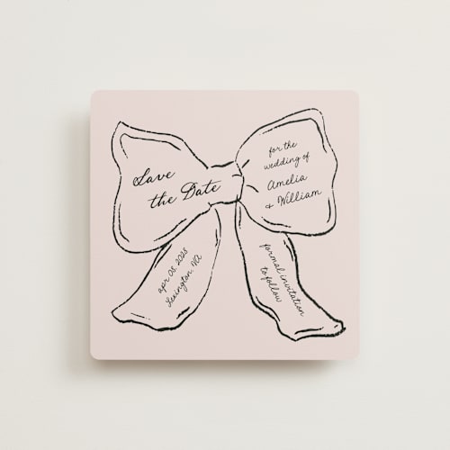 This is a dusty rose save the date with standard by Jelena Vuletic called connection printing on signature in standard