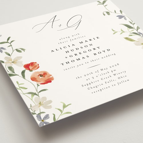 This is a scarlet wedding invitations with standard by Everett Paper Goods called garden view printing on signature in standard