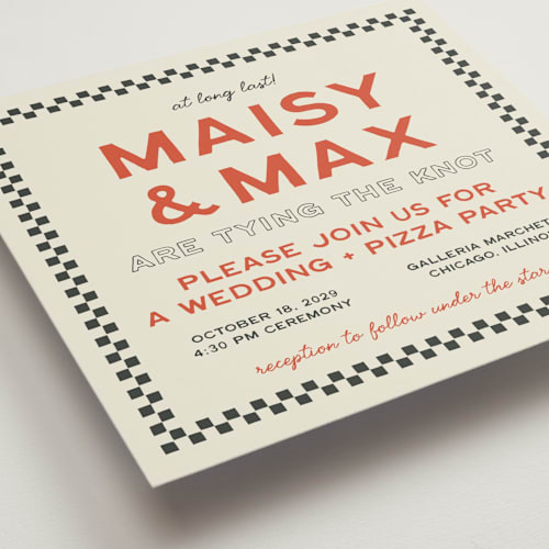 This is a negroni wedding invitations with standard by Ani Somi called trattoria printing on signature in standard