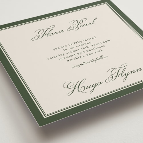 This is a evergreen wedding invitations with standard by Kelly Watkins called emerson printing on signature in standard