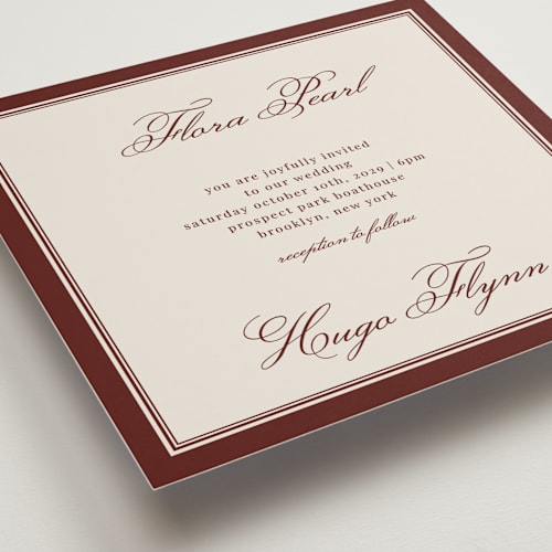 This is a merlot wedding invitations with standard by Kelly Watkins called emerson printing on signature in standard