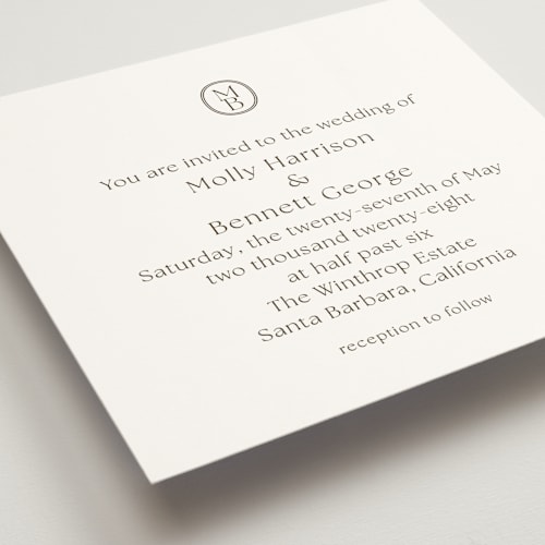 This is a espresso wedding invitations with standard by Megan Davis called perriand printing on signature in standard