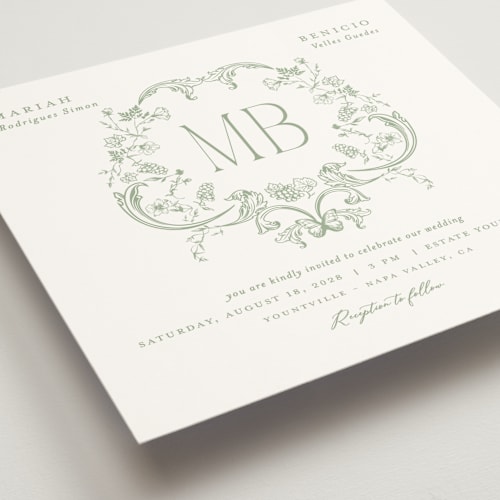 This is a leaf wedding invitations with standard by Sherley Ferreira called eternal grace printing on signature in standard