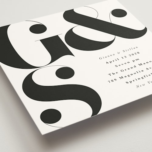 This is a coal wedding invitations with standard by Lori Wemple called monogram square printing on signature in standard