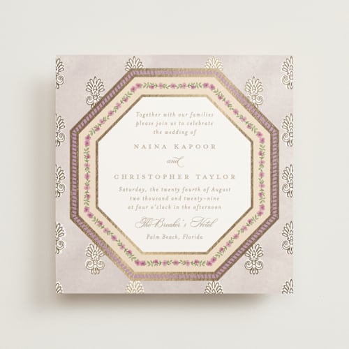 This is a anar foil stamped wedding invitations with foil pressed by Creo Study called amalgamation printing on signature in standard