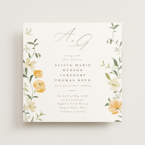 This is a citrine wedding invitations with standard by Everett Paper Goods called garden view printing on signature in standard