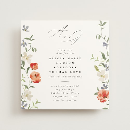 This is a scarlet wedding invitations with standard by Everett Paper Goods called garden view printing on signature in standard