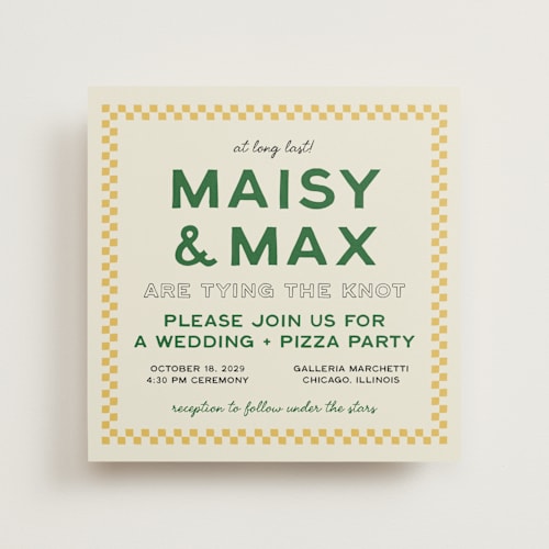 This is a citrus wedding invitations with standard by Ani Somi called trattoria printing on signature in standard