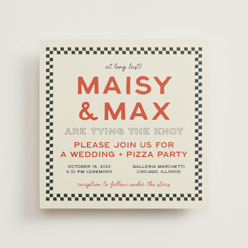 This is a negroni wedding invitations with standard by Ani Somi called trattoria printing on signature in standard