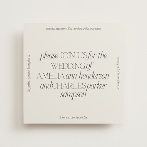 This is a stone wedding invitations with standard by Ashlee Townsend called modernique printing on signature in standard