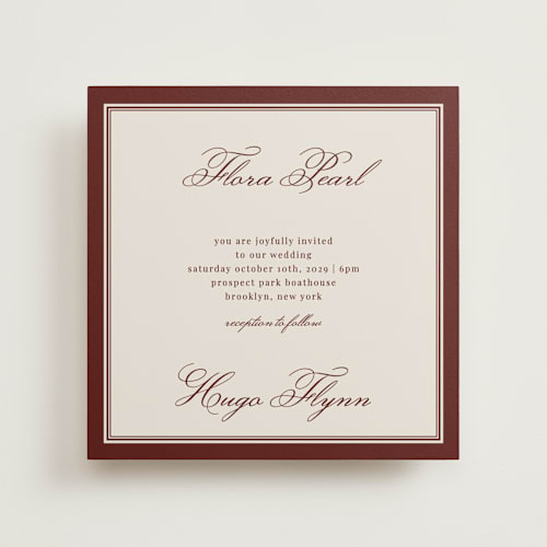 This is a merlot wedding invitations with standard by Kelly Watkins called emerson printing on signature in standard