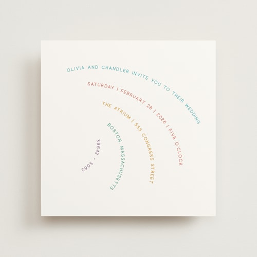 This is a light hearted wedding invitations with standard by Deborah Chou called rainbow 2.0 printing on signature in standard