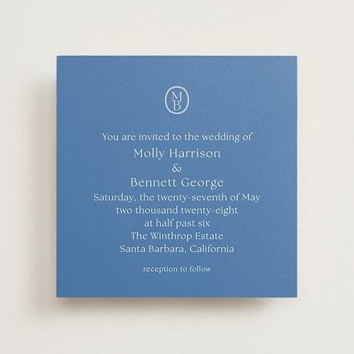 This is a santorini wedding invitations with standard by Megan Davis called perriand printing on signature in standard