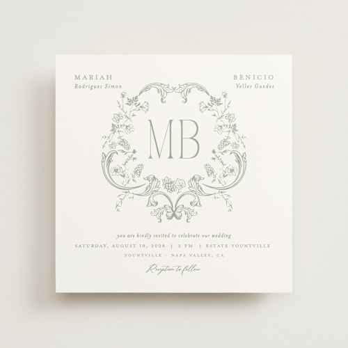 This is a leaf wedding invitations with standard by Sherley Ferreira called eternal grace printing on signature in standard