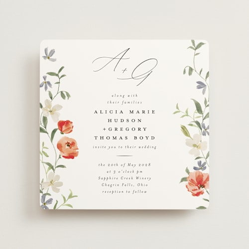 This is a scarlet wedding invitations with standard by Everett Paper Goods called garden view printing on signature in standard