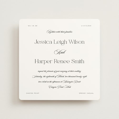This is a obsidian wedding invitations with standard by Jennifer Postorino called modern romance printing on signature in standard