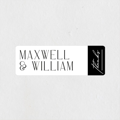 This is a ink wedding favor labels with standard by Ana de Sousa called modern editorial printing on uncoated sticker paper in sticker