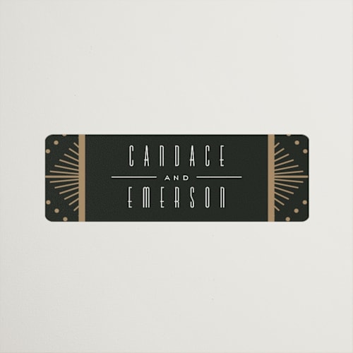 This is a onyx wedding favor labels with standard by Ana de Sousa called deco pattern printing on uncoated sticker paper in sticker