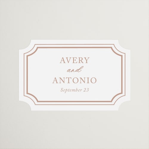 This is a dusty pink wedding favor labels with standard by Jennifer Postorino called avery printing on uncoated sticker paper in sticker