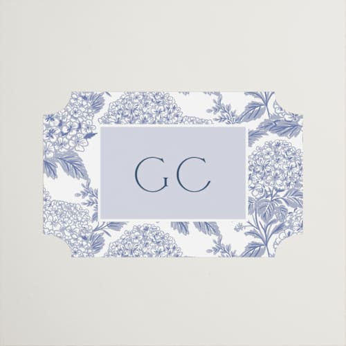 This is a periwinkle wedding favor labels with standard by Jenna Holcomb called coastal toile printing on uncoated sticker paper in sticker