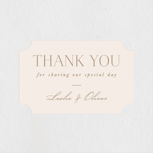 This is a buttercream wedding favor labels with standard by Brandy Folse called understated elegance printing on uncoated sticker paper in sticker