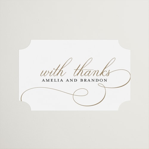 This is a sugar wedding favor labels with standard by Jessica Williams called elegant flourish printing on uncoated sticker paper in sticker