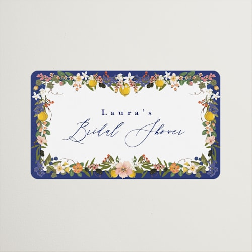 This is a cerulean custom stickers with standard by Susan Moyal called amore floral printing on uncoated sticker paper in sticker