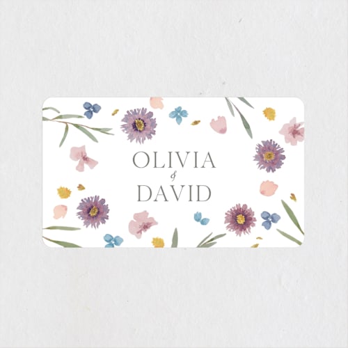 This is a lily wedding favor labels with standard by Christy Hy Lee called petals printing on uncoated sticker paper in sticker