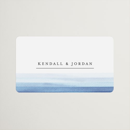 This is a azure wedding favor labels with standard by Bethan called watercolour stripe printing on uncoated sticker paper in sticker