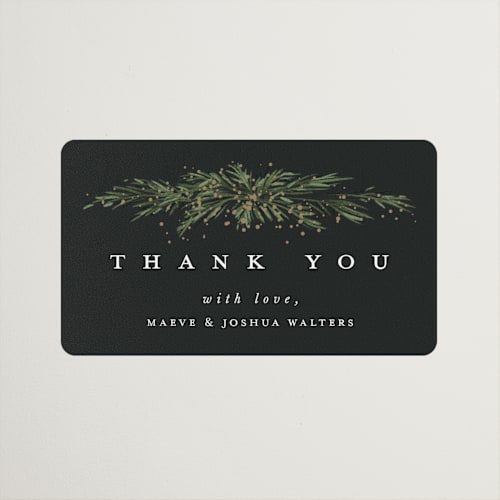 This is a tuxedo wedding favor labels with standard by Leah Bisch called winter garland printing on uncoated sticker paper in sticker
