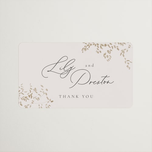 This is a luxe neutral wedding favor labels with standard by Design Lotus called forever and a day printing on uncoated sticker paper in sticker