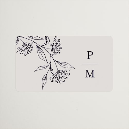 This is a marine wedding favor labels with standard by Chris Griffith called monogrammed printing on uncoated sticker paper in sticker