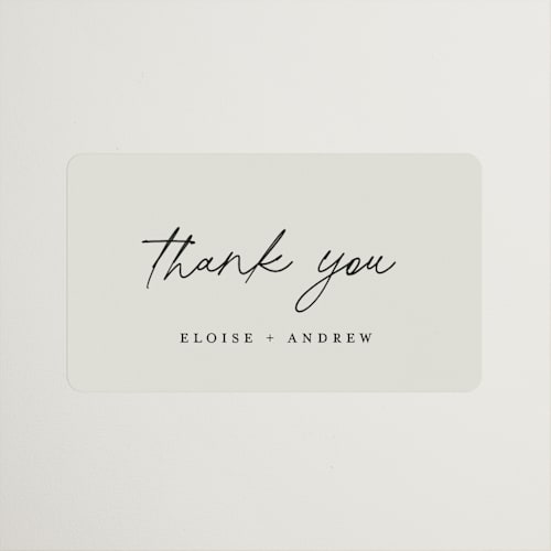 This is a linen wedding favor labels with standard by Pippa Shaw called silk printing on uncoated sticker paper in sticker